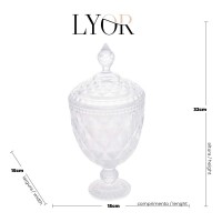Potiche Baleiro Cristal C/pé Diamond 15x32cm Lyor